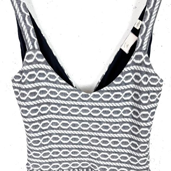 Anthropologie 9-H15 STCL Geometric Mini Dress Open Back Button Detail Gray Large - Picture 8 of 10